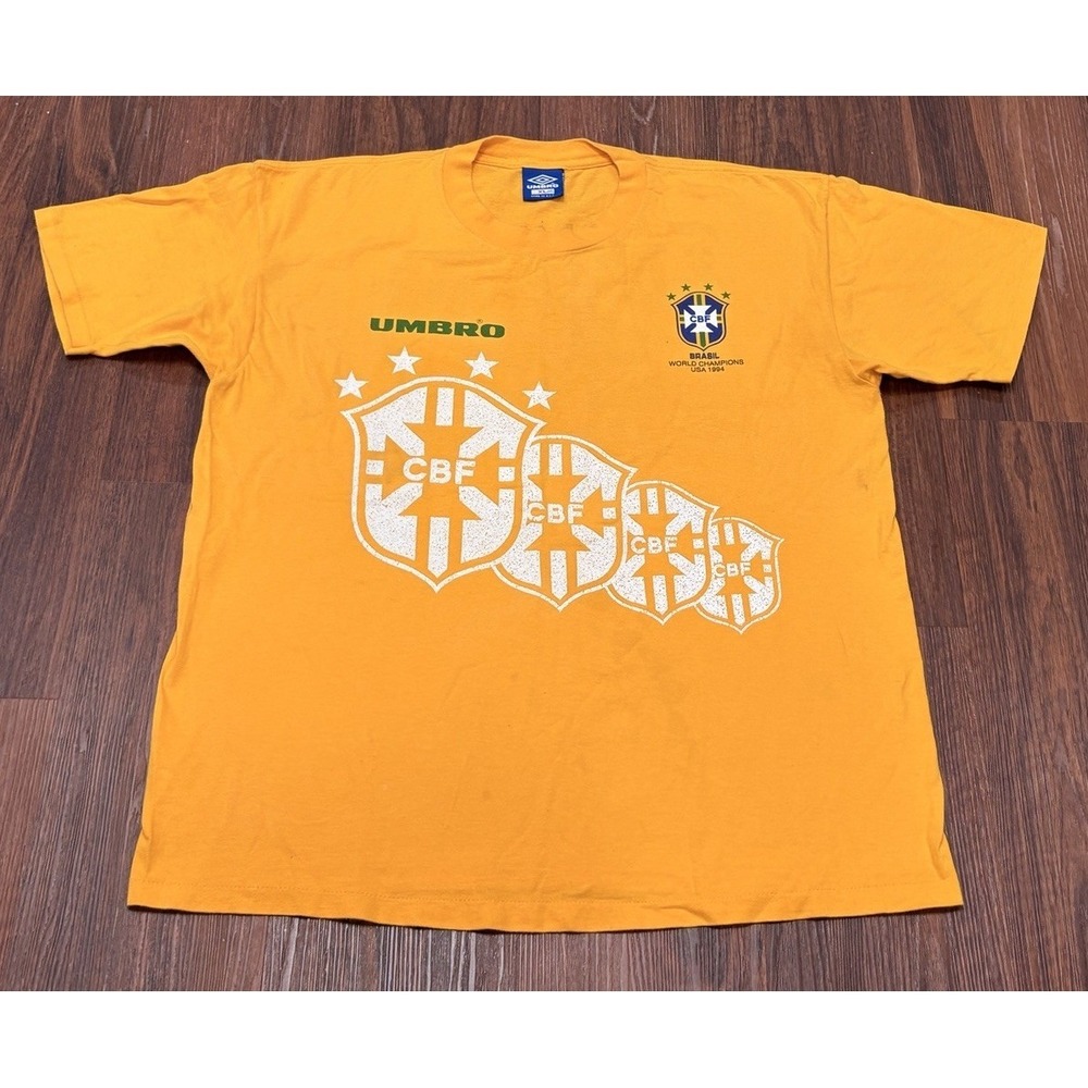 VTG Umbro Brazil 1994 CBF USA World Cup Champion‎ Jersey Football XL Made In USA